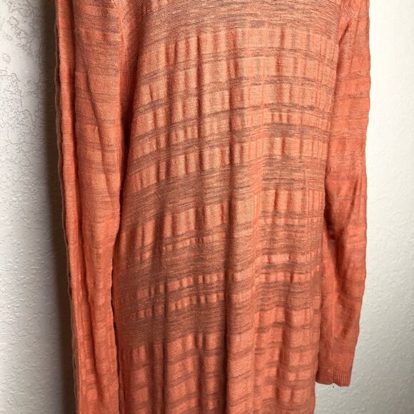 Anthropologie Moth coral orange linen blend open front duster cardigan Large - Picture 14 of 16